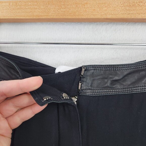 Alexander Wang Pants Womens 6 Black High Rise Pleated Silk Lined Leather Trim - Picture 4 of 16